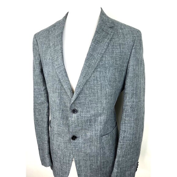 Banana Republic Mens 44R Gray Slim Fit Linen 2 Button Sport Coat Blazer Jacket - Picture 1 of 12